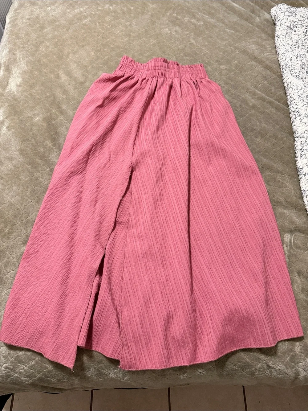 Women's Rose Pink Maxi Skirt with Smocked Waist